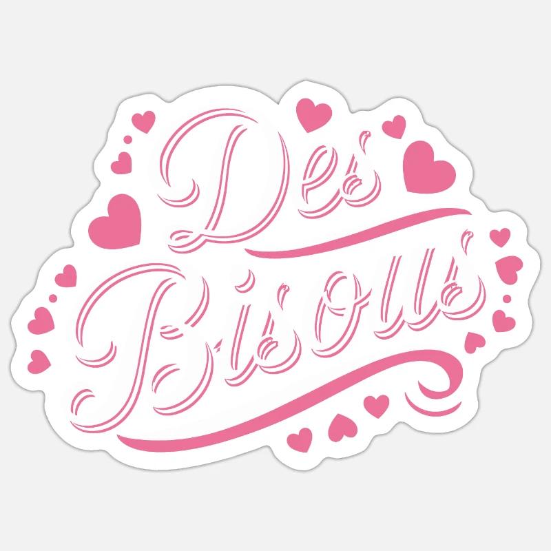 Des bisous - Sticker taille S (10 x 10 cm) - blanc mat