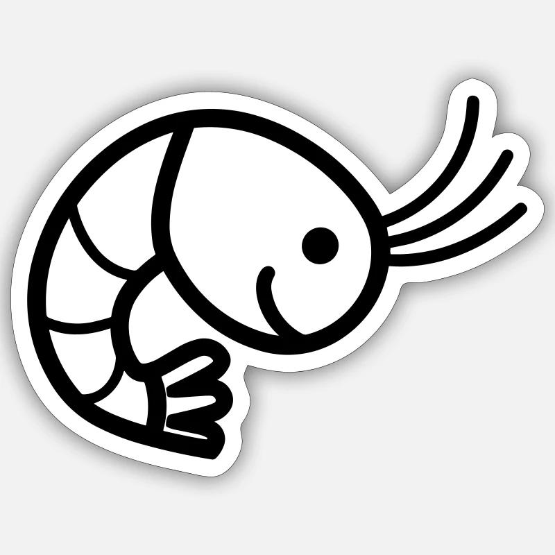 Crevette - Sticker taille S (10 x 10 cm) - blanc mat