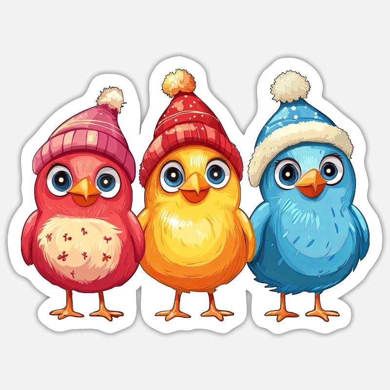 Chickens Christmas - Sticker size S (10 x 10 cm) - white matte