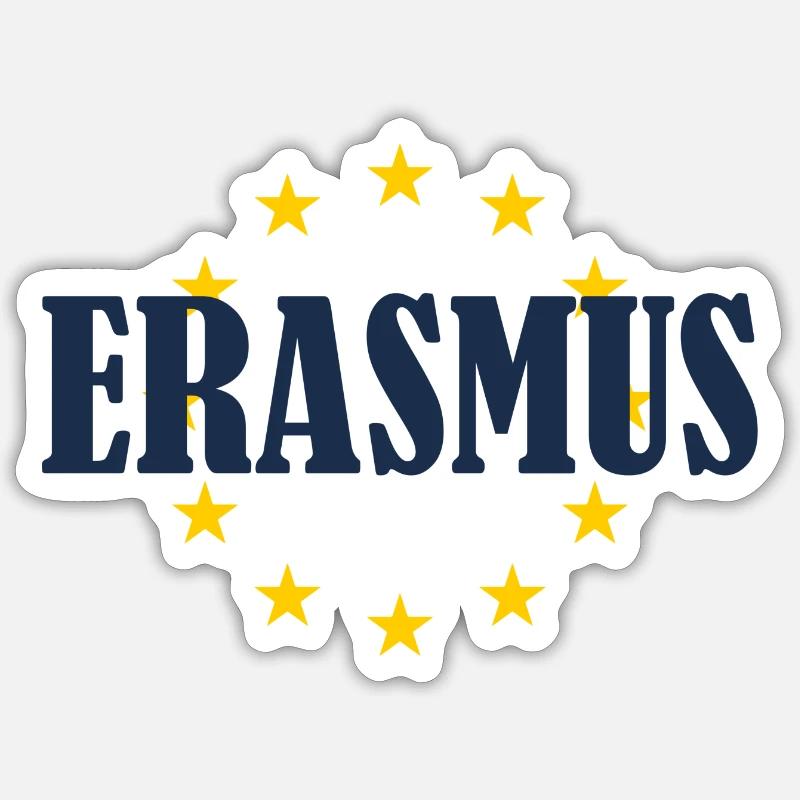Erasmus EU-Sterne - Sticker Größe S (10 x 10 cm) - Mattweiß