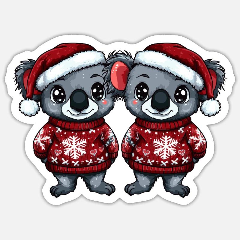 L’équipe de Noël Koala - Sticker taille S (10 x 10 cm) - blanc mat