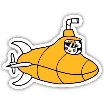U-Boot Vogel Ente Kapitän Küken Süß Comic Cartoon - Sticker Größe S (10 x 10 cm) - Mattweiß - Vorne