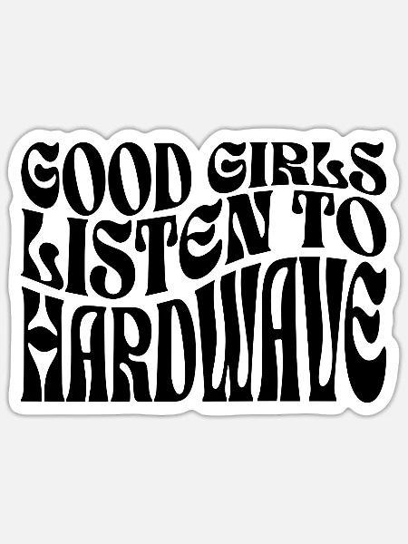 Mädchen hören Hardwave-Musik - Sticker Größe S (10 x 10 cm) - Mattweiß