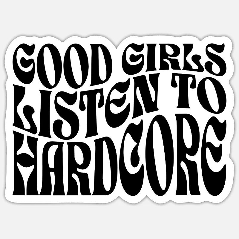 Filles Écoutent De La Hardcore Techno Sticker taille S (10 x 10 cm)