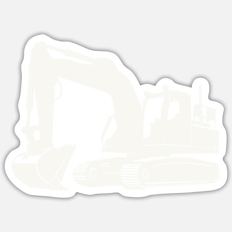 Bagger - Sticker Größe S (10 x 10 cm) - Mattweiß