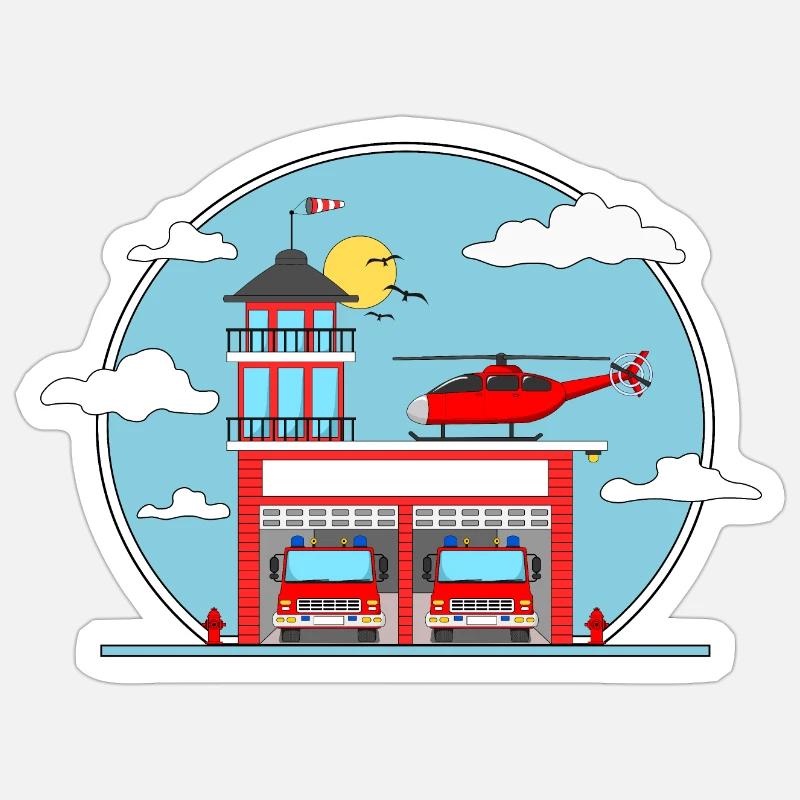 Caserne de pompiers sans lettrage - Sticker taille S (10 x 10 cm) - blanc mat