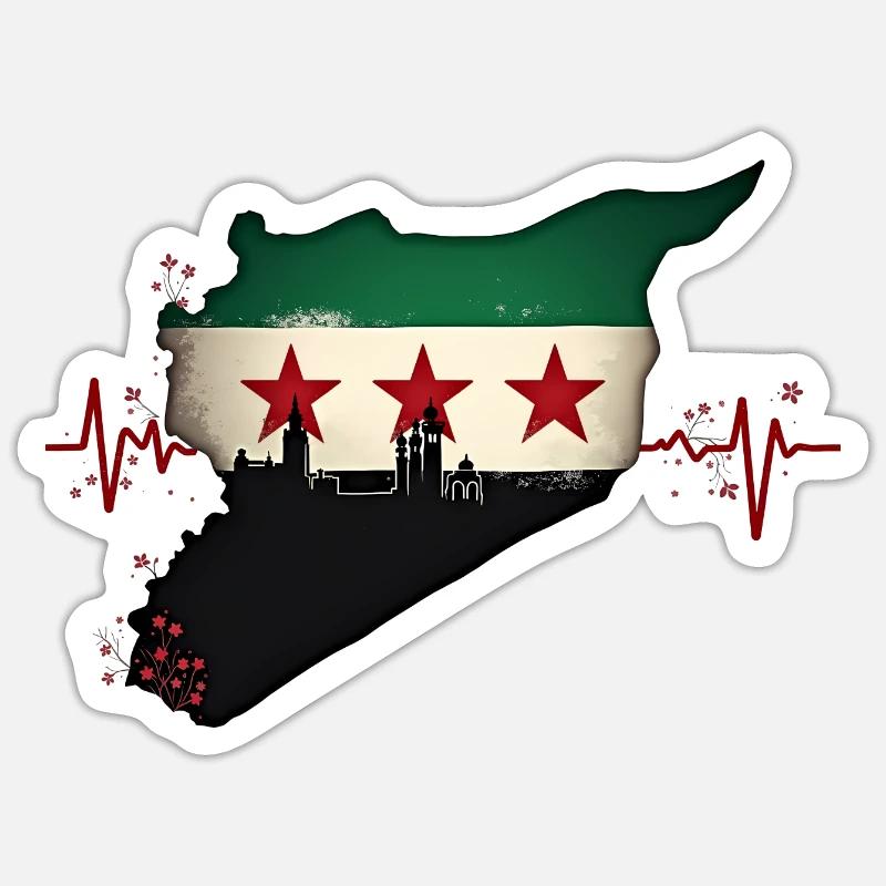 Drapeau Syrie - Centre de table - Sticker taille S (10 x 10 cm) - blanc mat