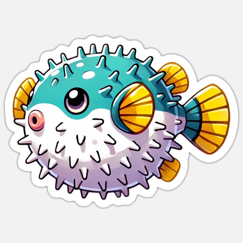 Blowfish - Sticker taille S (10 x 10 cm) - blanc mat