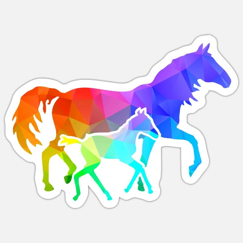 Mare with foal - Sticker size S (10 x 10 cm) - white matte