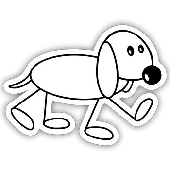 Hund Strichmännchen Geht Süß Läuft Spazieren Comic - Sticker Größe S (10 x 10 cm) - Mattweiß - Vorne