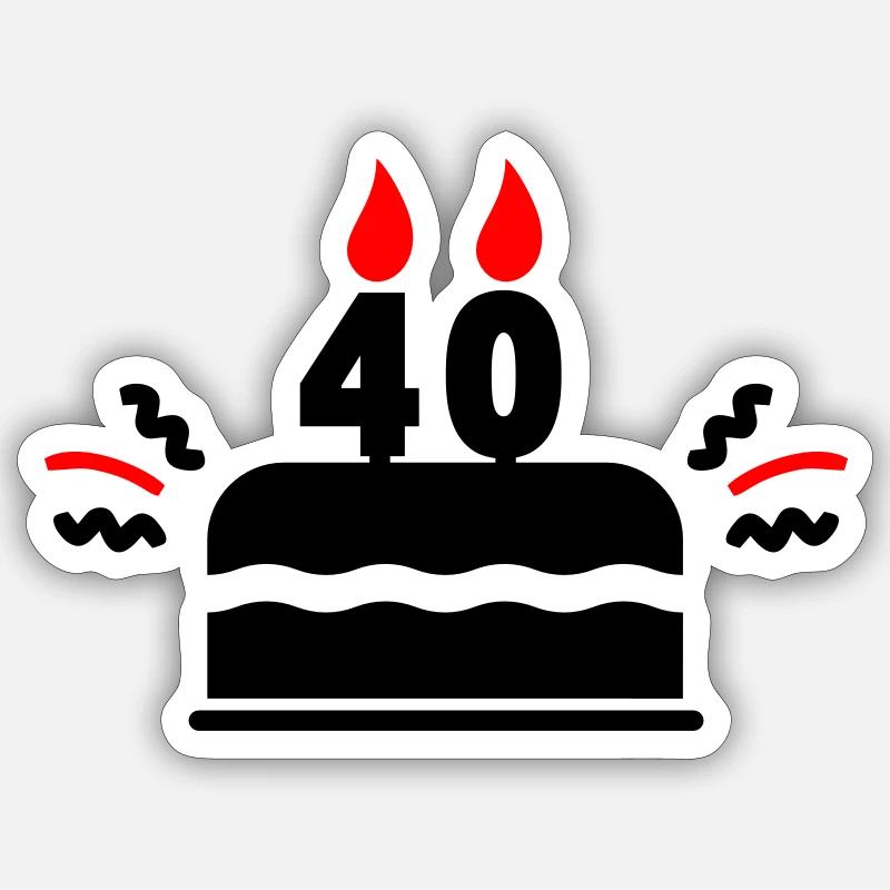 40e anniversaire - Cadeau d’anniversaire 40e - Sticker taille S (10 x 10 cm) - blanc mat