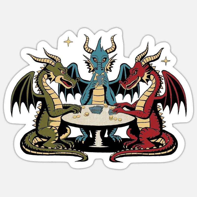 Dragons cartes à jouer Sticker taille S (10 x 10 cm)