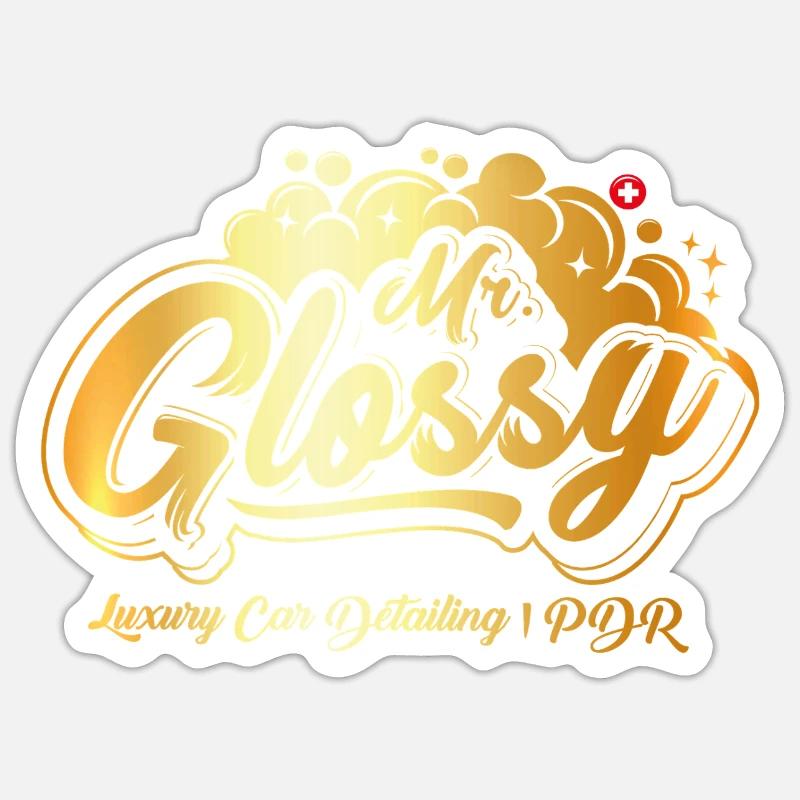 Mr. Glossy - Sticker Größe S (10 x 10 cm) - Mattweiß