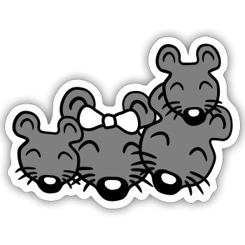 4 Mäuse Familie Zwei Kinder Mama Papa Eltern Süß - Sticker Größe S (10 x 10 cm) - Mattweiß - Vorne