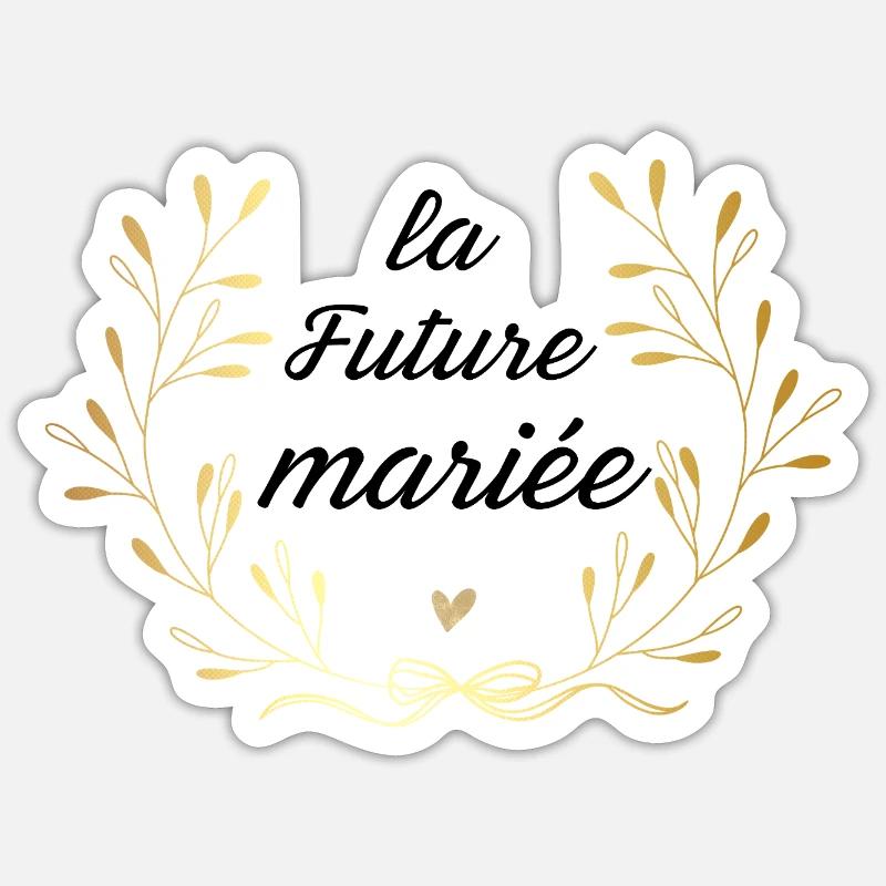 la future mariée couronne doré - Sticker taille S (10 x 10 cm) - blanc mat