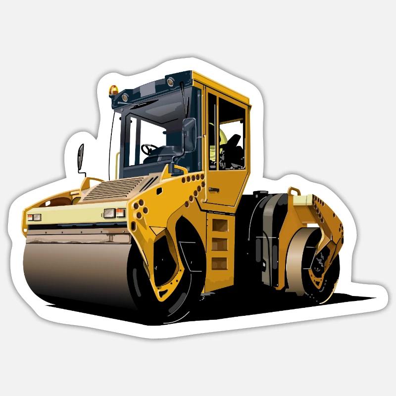 Rouleau compresseur - Sticker taille S (10 x 10 cm) - blanc mat