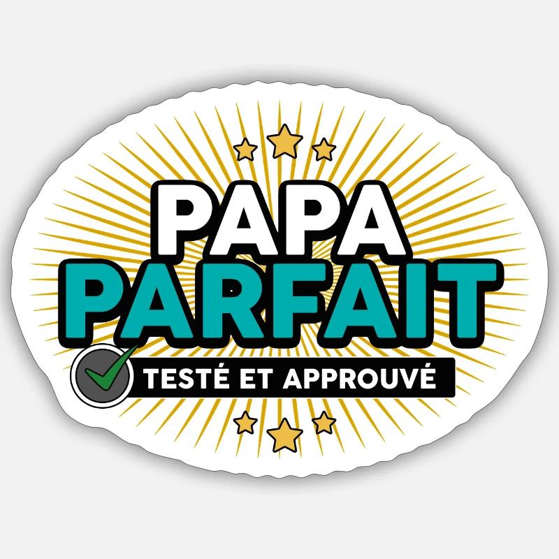 papa teste approuve - Sticker taille S (10 x 10 cm) - blanc mat