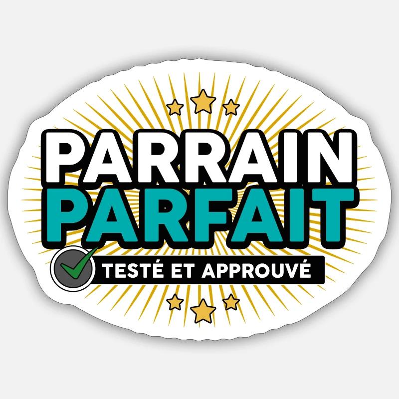 parrain teste approuve - Sticker taille S (10 x 10 cm) - blanc mat