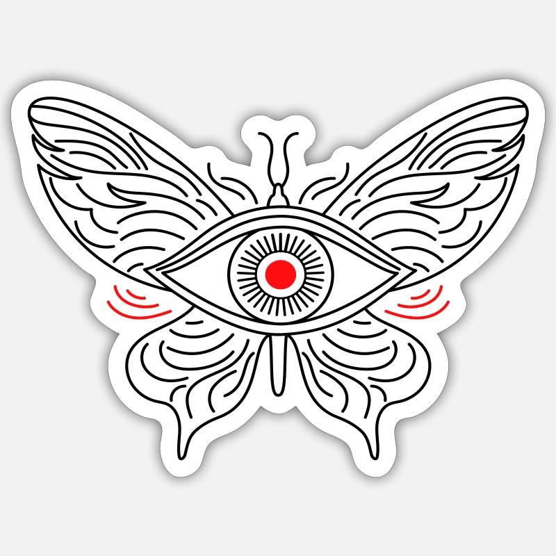 Papillon avec un œil - Sticker taille S (10 x 10 cm) - blanc mat