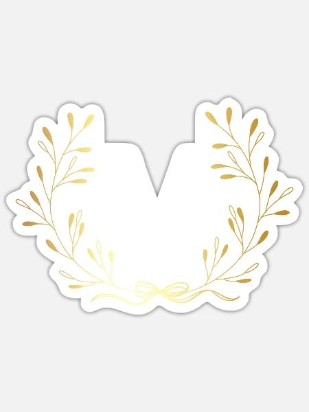 Buchstabe M Goldene Blumenkrone - Sticker Größe S (10 x 10 cm) - Mattweiß
