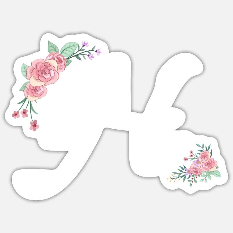 Buchstabe h Blumen - Sticker Größe S (10 x 10 cm) - Mattweiß