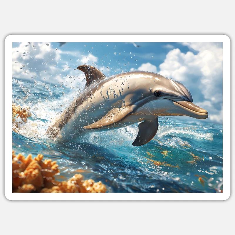 Springender Delfin Tümmler Meeressäuger Sticker Größe S (10 x 10 cm)