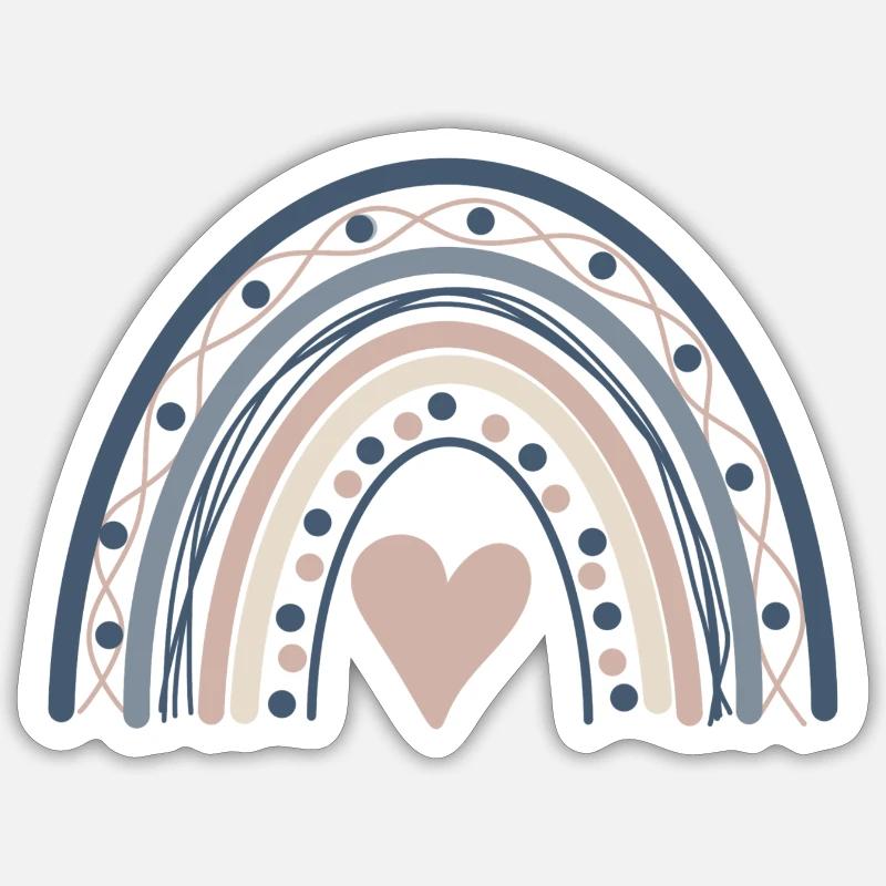 boho rainbow print rainbow neutral col Sticker Größe S (10 x 10 cm)