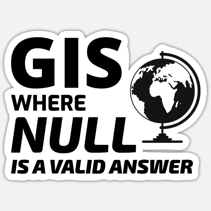 Geospatial Null Value Cartography GIS Humor Sticker size S (10 x 10 cm)