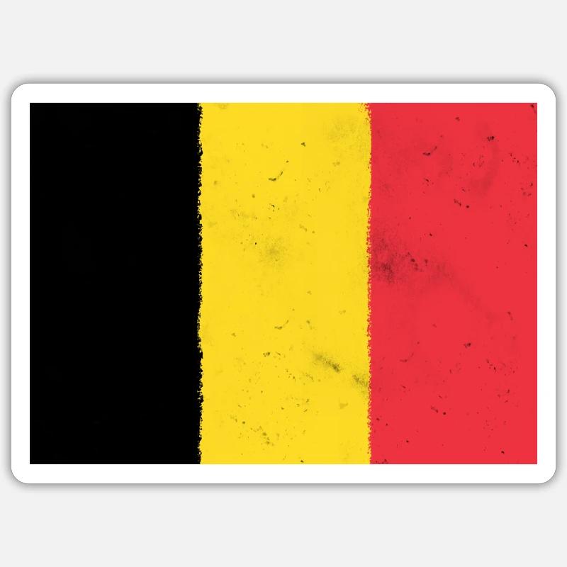 Drapeau de la Belgique - Sticker taille S (10 x 10 cm) - blanc mat