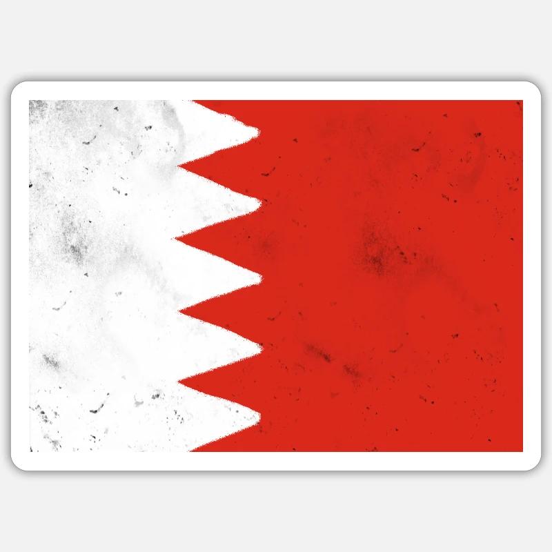 Drapeau de Bahreïn - Sticker taille S (10 x 10 cm) - blanc mat