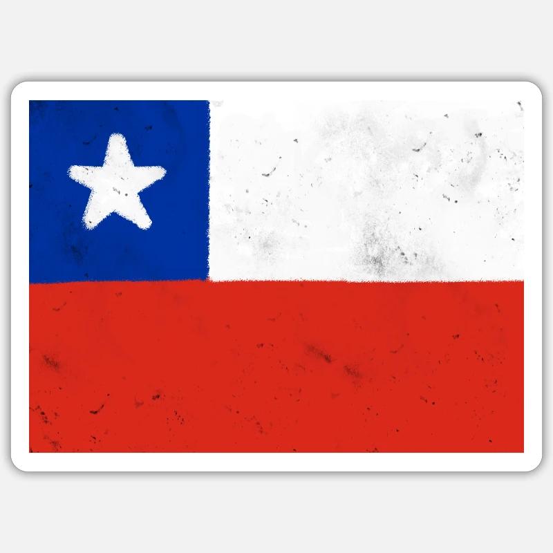 Drapeau du Chili - Sticker taille S (10 x 10 cm) - blanc mat