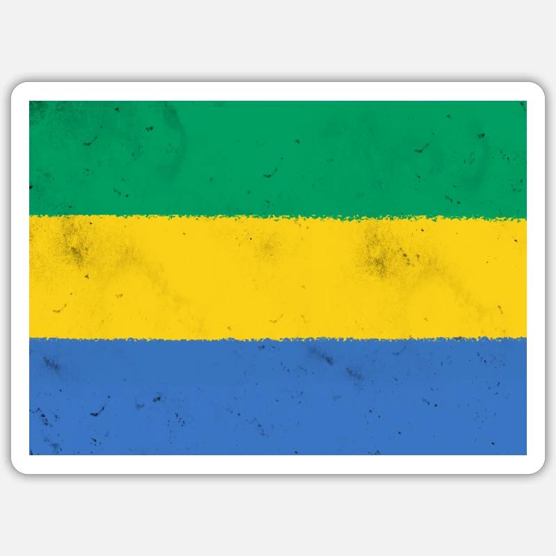 Drapeau du Gabon – Couleurs de l’Afrique - Sticker taille S (10 x 10 cm) - blanc mat