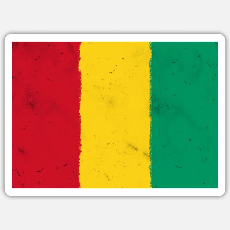 Drapeau de la Guinée - Guinée - Sticker taille S (10 x 10 cm) - blanc mat