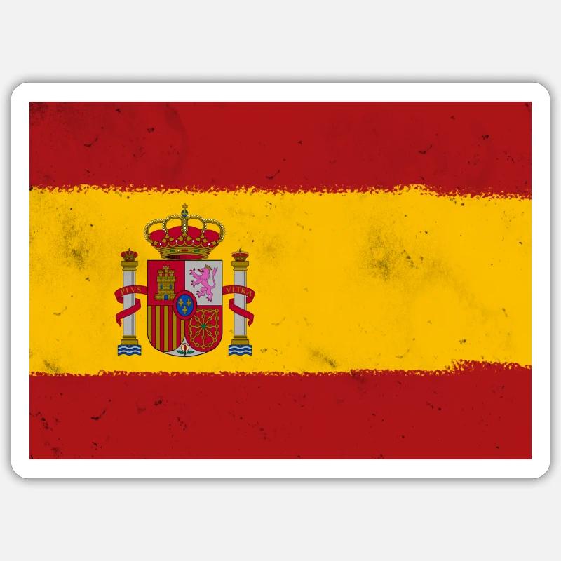 Drapeau de l’Espagne - Sticker taille S (10 x 10 cm) - blanc mat