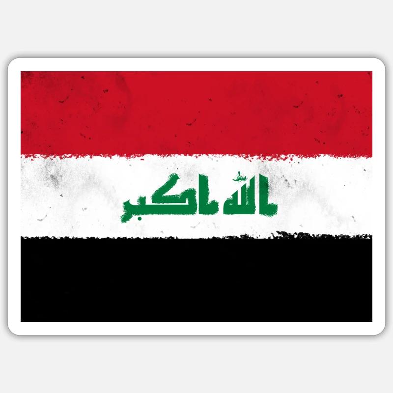 Drapeau de l’Irak - Sticker taille S (10 x 10 cm) - blanc mat