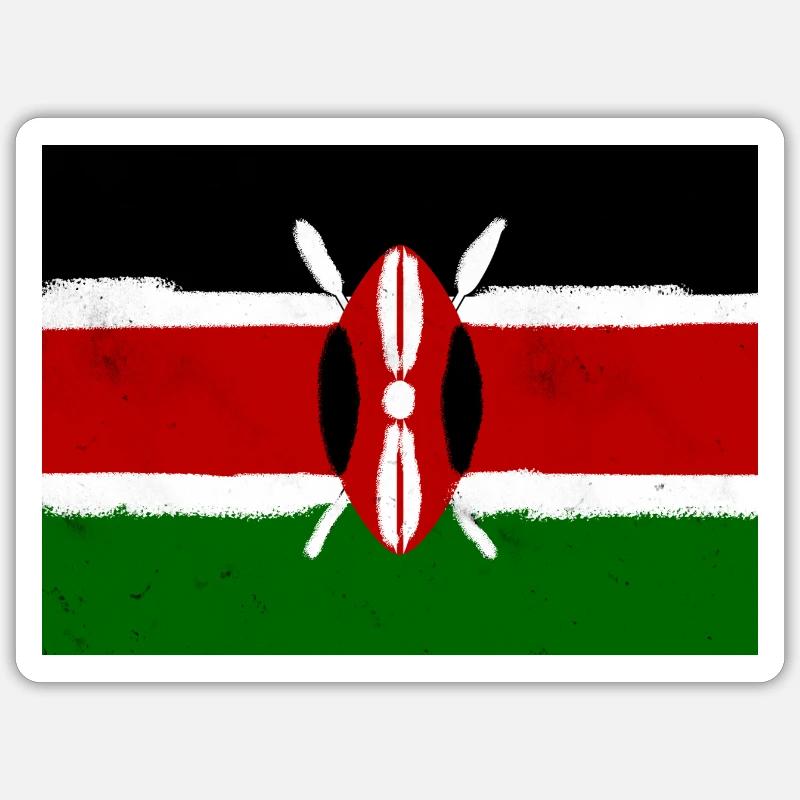 Drapeau du Kenya - Sticker taille S (10 x 10 cm) - blanc mat