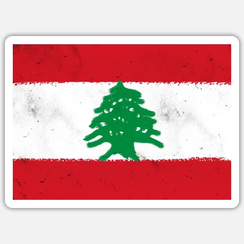 Drapeau du Liban - Sticker taille S (10 x 10 cm) - blanc mat