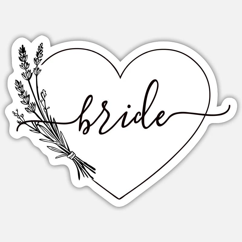 Team Bride Herz Wildblumen - Sticker Größe S (10 x 10 cm) - Mattweiß