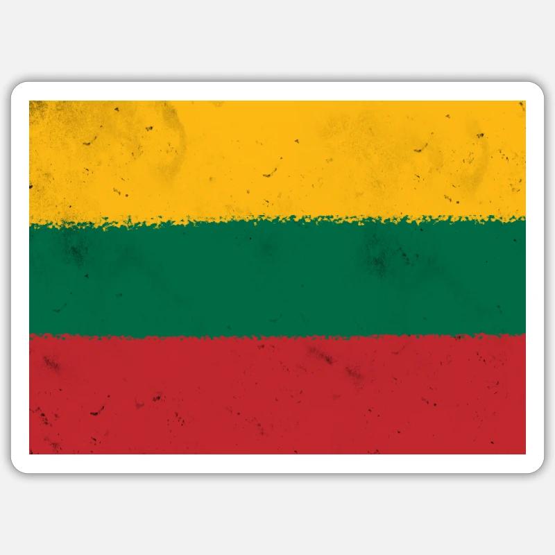 Drapeau de la Lituanie - Sticker taille S (10 x 10 cm) - blanc mat