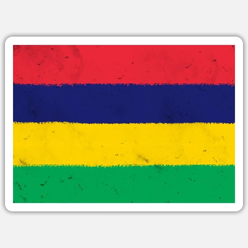 Drapeau de l’île Maurice - Sticker taille S (10 x 10 cm) - blanc mat
