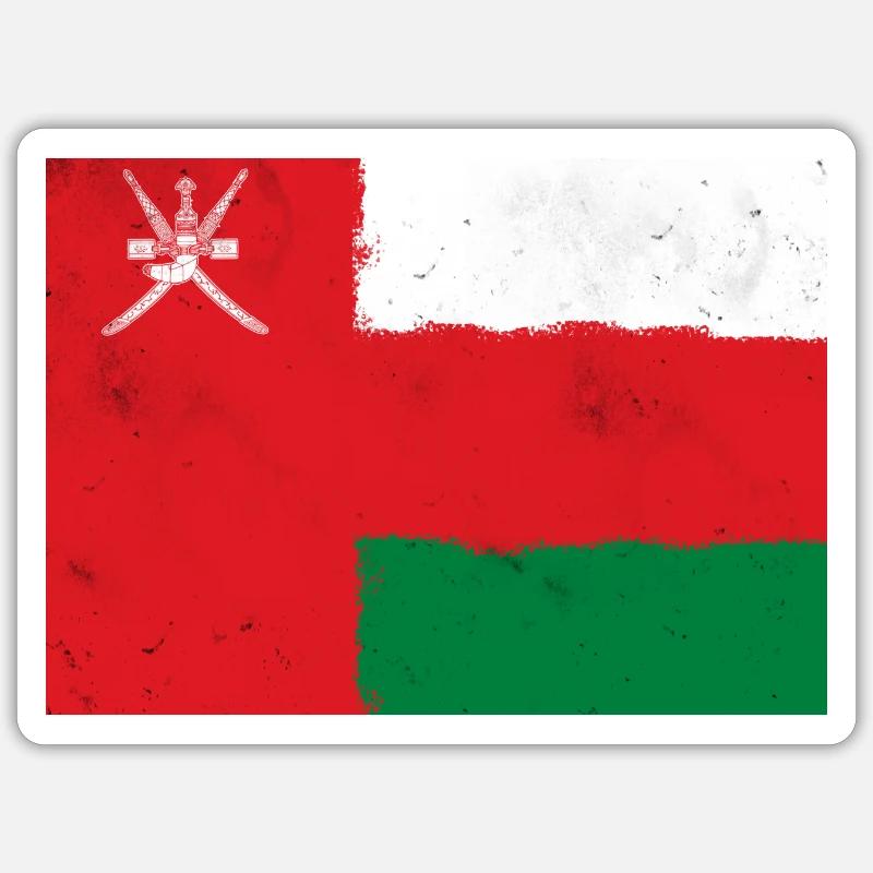 Drapeau d’Oman - Sticker taille S (10 x 10 cm) - blanc mat