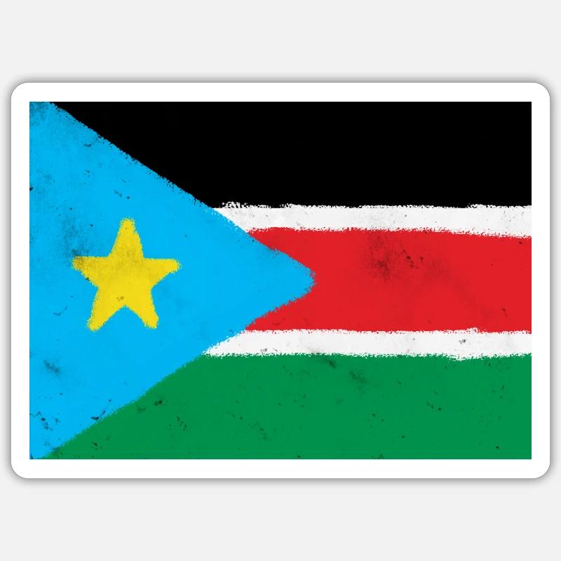 Drapeau du Soudan du Sud - Sticker taille S (10 x 10 cm) - blanc mat