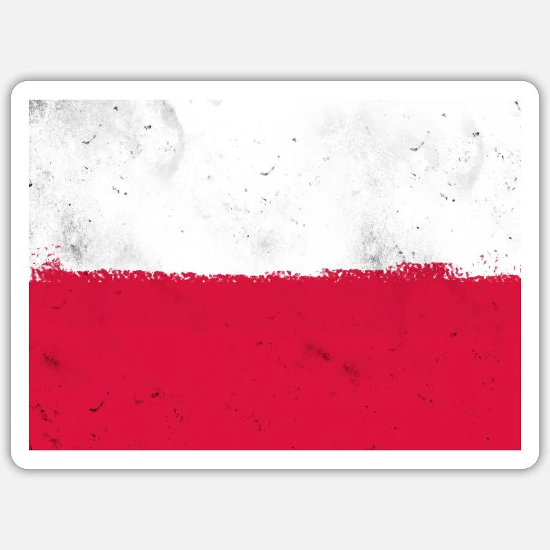 Drapeau polonais - Sticker taille S (10 x 10 cm) - blanc mat