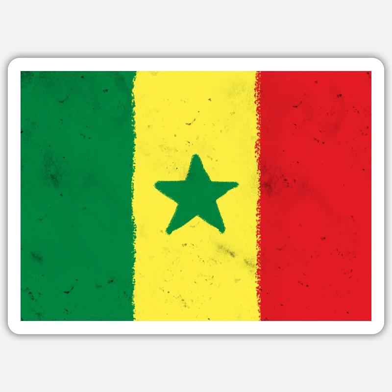 Flagge von Senegal - Sticker Größe S (10 x 10 cm) - Mattweiß