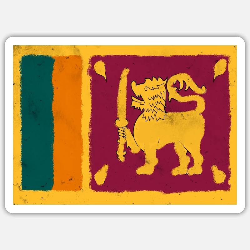 Drapeau du Sri Lanka - Sticker taille S (10 x 10 cm) - blanc mat