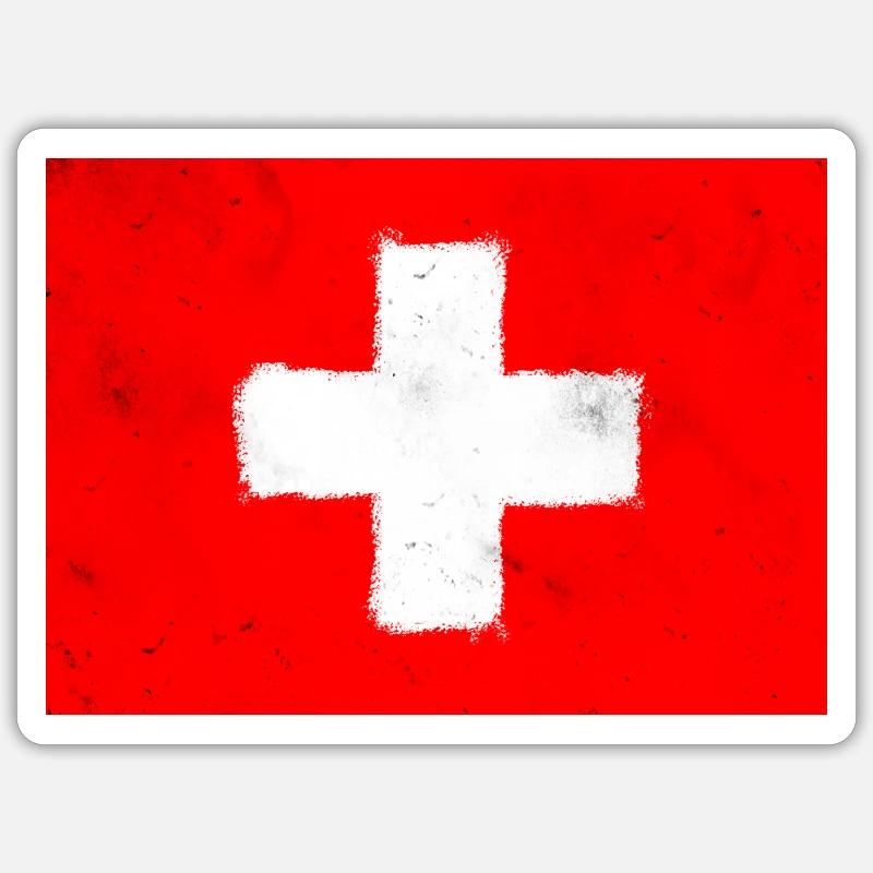 Drapeau de la Suisse - Sticker taille S (10 x 10 cm) - blanc mat
