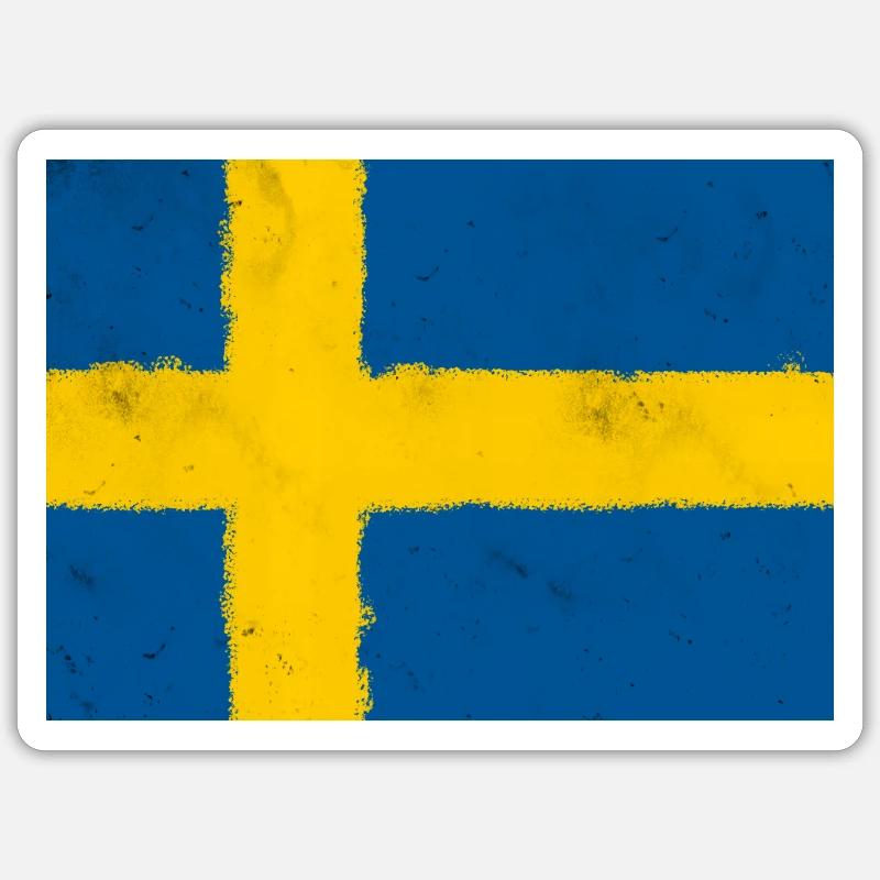 Drapeau de la Suède - Sticker taille S (10 x 10 cm) - blanc mat