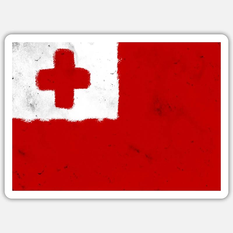Drapeau des Tonga - Sticker taille S (10 x 10 cm) - blanc mat