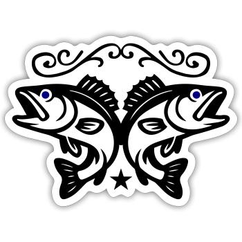 Icône Poissons - Sticker taille S (10 x 10 cm) - blanc mat - Devant