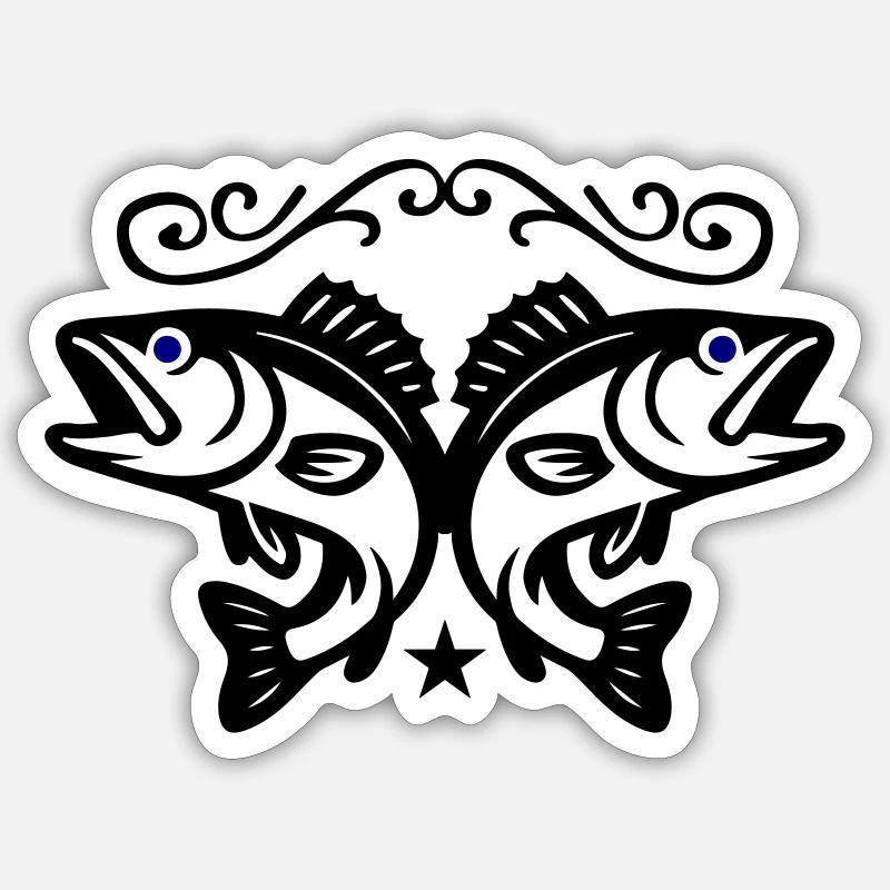Fische Symbol - Sticker Größe S (10 x 10 cm) - Mattweiß